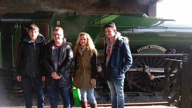 Sean Bannon, Luke Butler, Joy Blairs, Ben Marshall enjoyed a trip on the Flying Scotsman