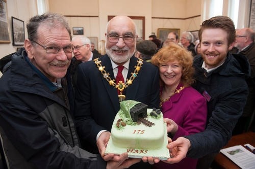 Richard Greenwood of STORM; Mayor of Rochdale, Surinder Biant; Mayoress Cecile Biant and Simon Brooks, Station Manager at Littleborough