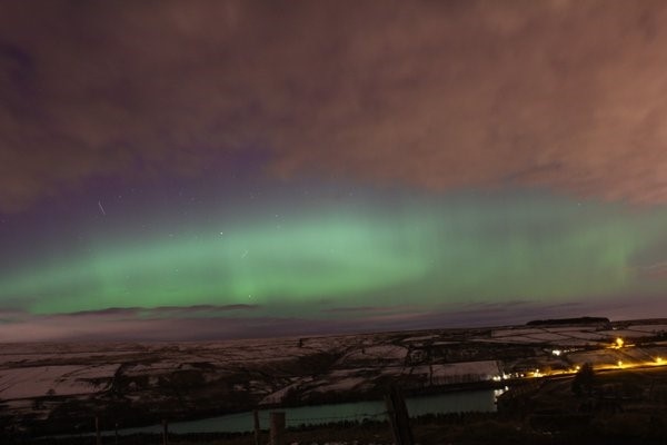 Aurora borealis captured over the hills of Rochdale on Sunday 6 March 2016