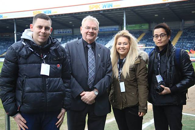 ‘Switch It Media’ team with Rochdale AFC Chairman Chris Dunphy - Joshua Lawless, Chris Dunphy, Katie Maguire and Mark Buji