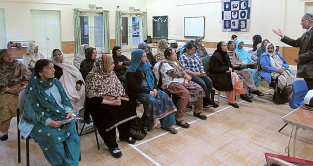 Dr Saeed, retired GP delivering talk on Diabetes at Deeplish Community centre