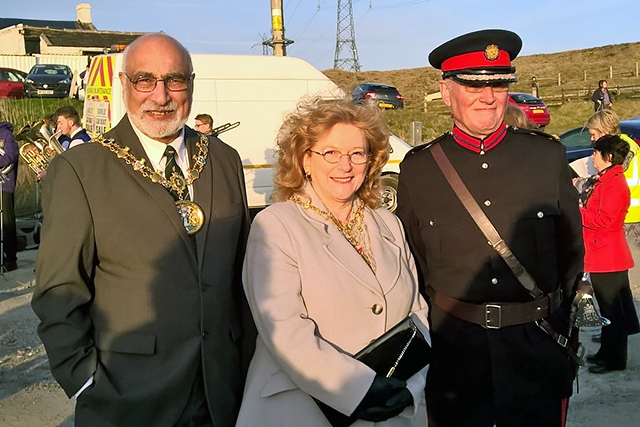 Beacon ceremony for Queen’s 90th birthday<br /> Mayoress Cecile Biant, Mayor Surinder Biant and Deputy Lord Lieutenant, Ian Sandiford