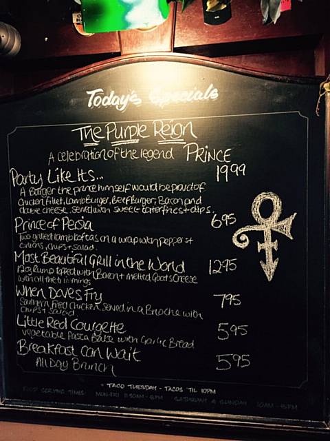 The 'Purple Reign' specials board