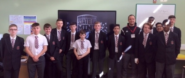 Year 9 PE students with Will Stringer and ex Super League player Danny Sculthorpe