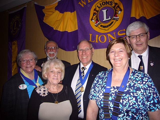 Lion President Janet Brown and Lion Steve Brown, District Governor Lion Mike Bagnall and Lion President Dorothy Bagnall and Rotarian George Kinder and Mrs Yvonne Kinder