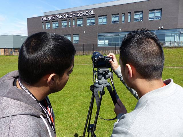 Rashad Hussain and Burhan Khan filming at Fallinge Park High who are nominated for the ‘Breaking Barriers Award’