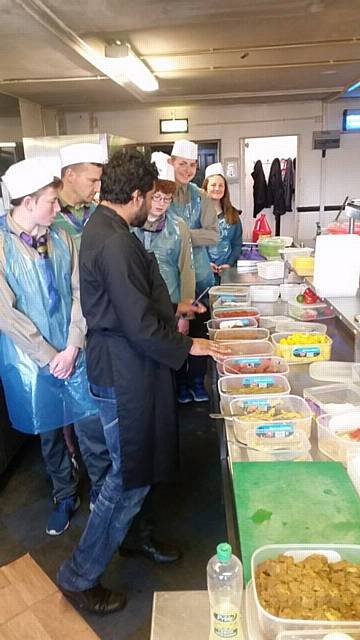 Heywood Scouts learn to cook curry at JazBa Restaurant