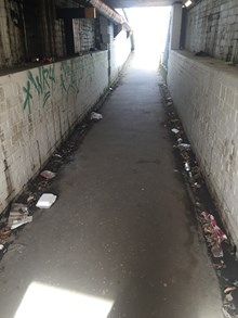 The Smithy Bridge underpass before it was tidied by volunteers