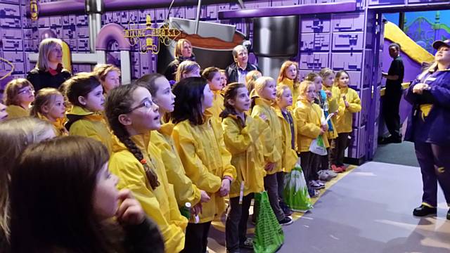 Brownies enjoying a tour of the Cadbury factory in Bourneville