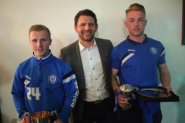 Jamie Allen and Callum Camps with assistant manager Chris Beech