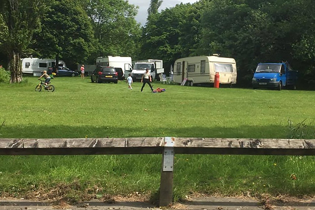 Travellers set up camp in Castleton