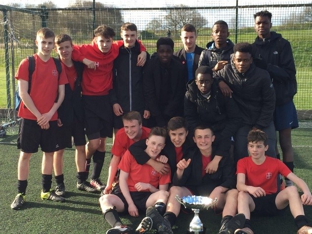 Year 10 boys’ football team who won the Rochdale School’s Cup competition