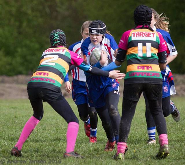 Littleborough RUFC U13s working hard in defence