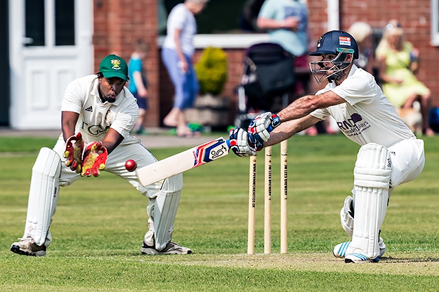 Rudi Second batting<br /> Milnrow CC v Oldham CC - Wood Cup