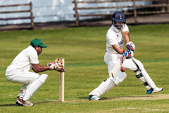 Rudi Second batting<br /> Milnrow CC v Oldham CC - Wood Cup