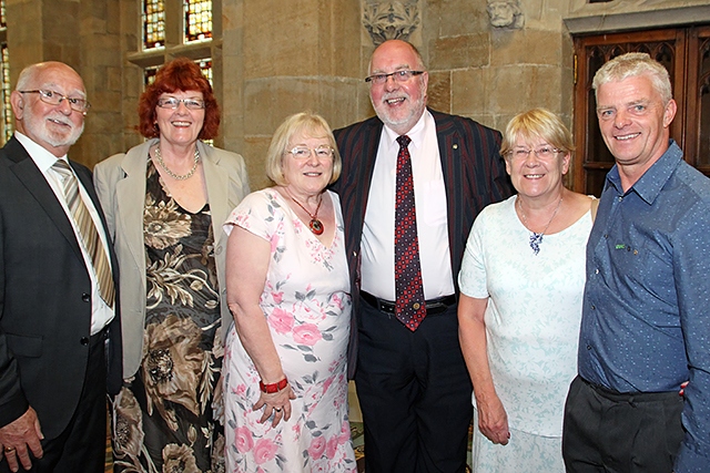 Celebration for the Queen’s 90th birthday at Rochdale Town Hall<br /> Guests including Rochdale Online Director John Kay and his wife Liz (centre)