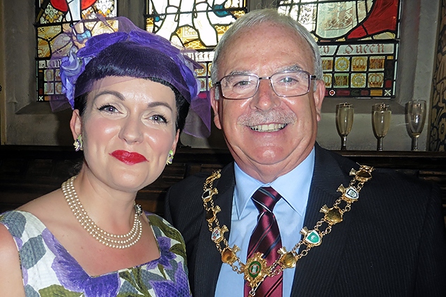 Celebration for the Queen’s 90th birthday at Rochdale Town Hall<br /> Unsung hero - Elaine Stott of Link4Life with Mayor Ray Dutton