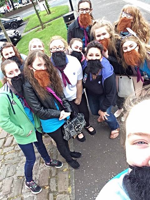 Heywood Girlguiding Senior Section Members and Leaders in beards