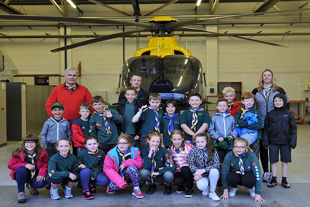 Middleton Cub Scouts at the National Police Air Service in Barton