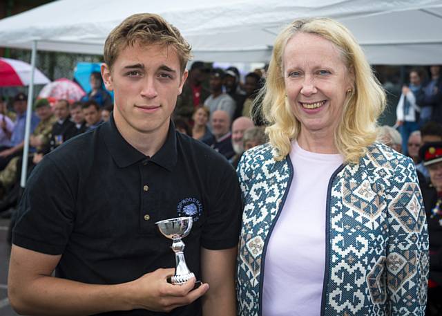 Declan Jones, 17, from Middleton, with Middleton and Heywood MP, Liz McInnes