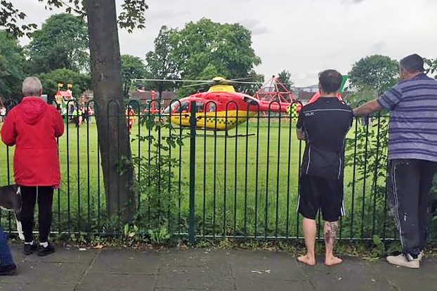 The North West Air Ambulance at the scene in Heywood