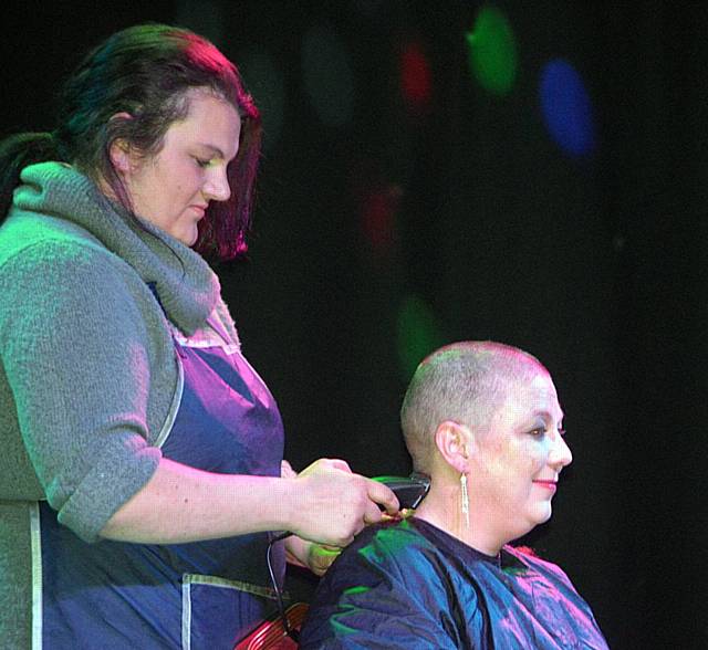 Kelly Fenton having her head shaved to raise funds for Josh McCormack