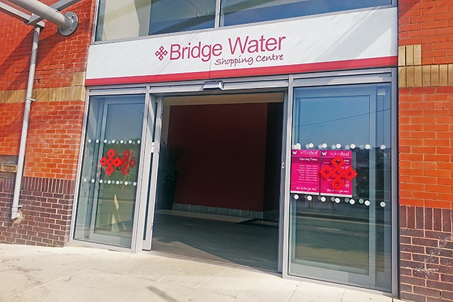 The Wheatsheaf Shopping Centre with The Bridgewater Centre signage