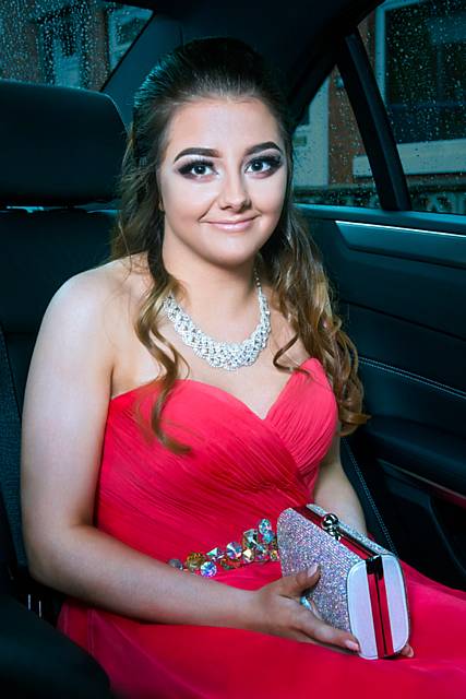 Bethany Rigg on her way to the prom in a chauffeur driven Mercedes E250 provided by Junction 21