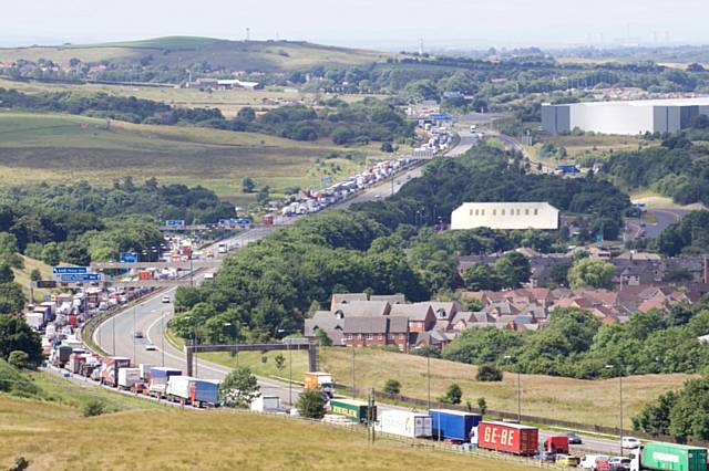 Standing traffic on the M62