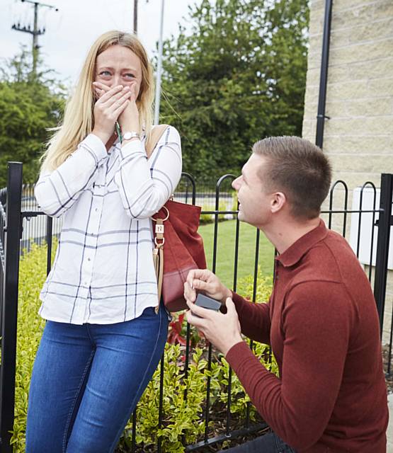 Liam Fairclough proposes to Heather Leonard