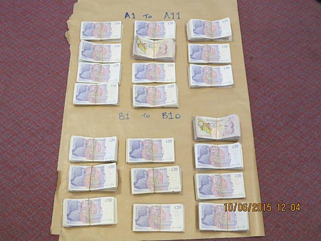 £20k seized after officers stopped a vehicle - the cash was intended to be delivered to Nadeem Hussain