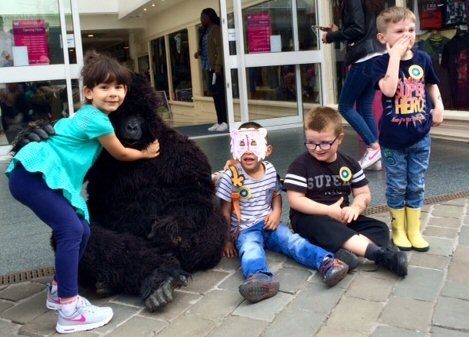 Young shoppers meet the gorilla family at the Wheatsheaf Shopping Centre 