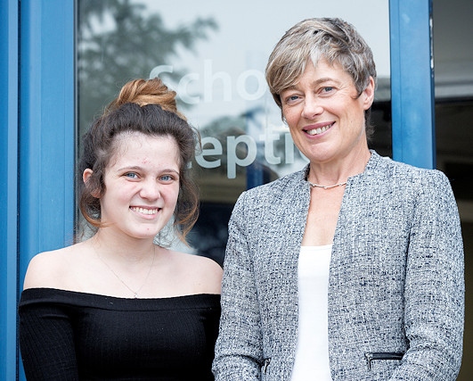 Nicole Smith with Whitworth Community High School Headteacher Gill Middlemas.