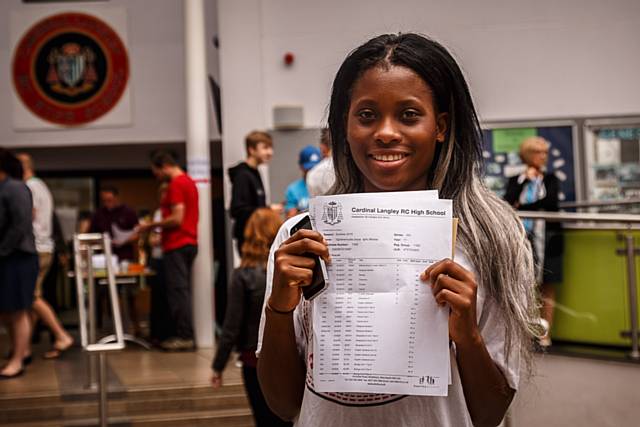 Cardinal Langley students with their GCSE results