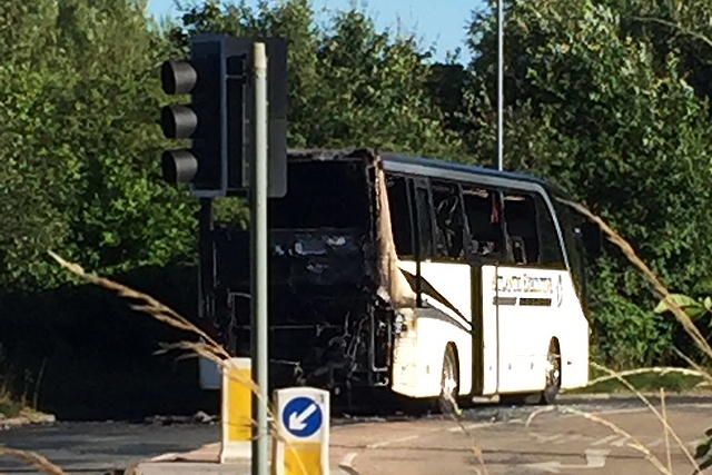 The charred remains of the Mayfield coach