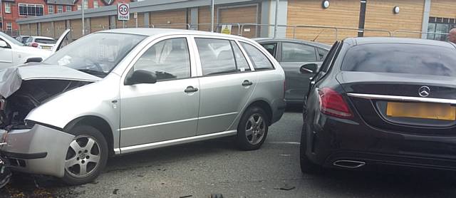 Man injured in three car collision on Princess Street