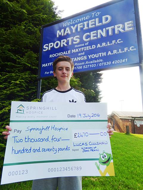 Lucas Culshaw raised £2,470 for Springhill Hospice