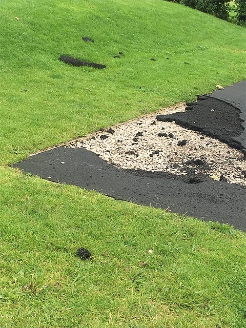 Safety flooring ripped up and used as frisbees by the mindless youths