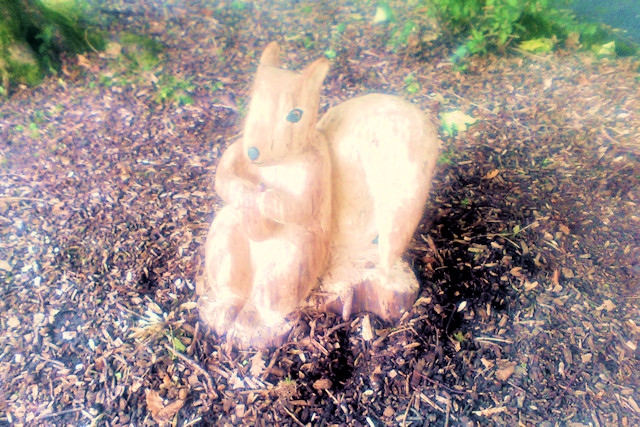 The handcrafted wooden Squirrel in Hare Hill Park