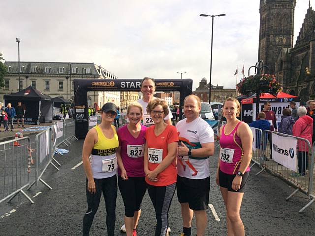 Hopwood Hall College’s staff runners: Steven Pickard, Lindsay Hurst, Emma Robinson, Lorna Tunstall, Terry Collier, Laura Hilley