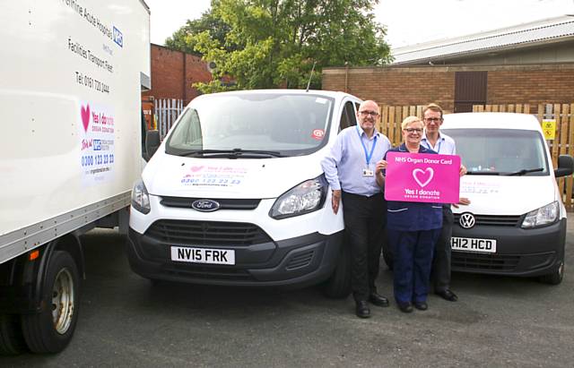 David Hadgraft, Transport Co-ordinator; Keely Hart, Specialist Nurse Organ Donation; Dr Andrew Drummond, Clinical Lead for Organ Donation, all from The Pennine Acute Hospitals NHS Trust