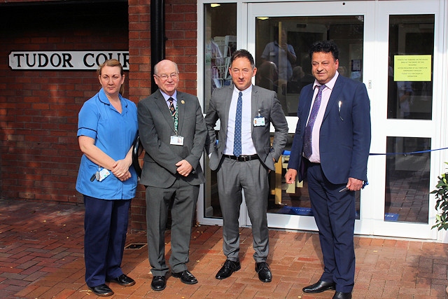 Heidi Tombling (centre manager Tudor Court) Councillor Billy Sheerin (assistant cabinet member for adult services), Steve Taylor (MD of the Bury & Rochdale Care Organisation at the Pennine Acute Hospitals NHS Trust) and Councillor Iftikhar Ahmed (cabinet member for adult services)