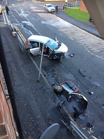 Two car collision on Manchester Road, Castleton