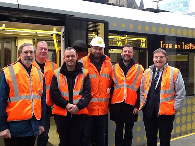 Councillor Andrew Fender (left) and Councillor Pat Karney (right) join engineers to witness first-hand the rigorous testing and commissioning process for the Metrolink Second City Crossing