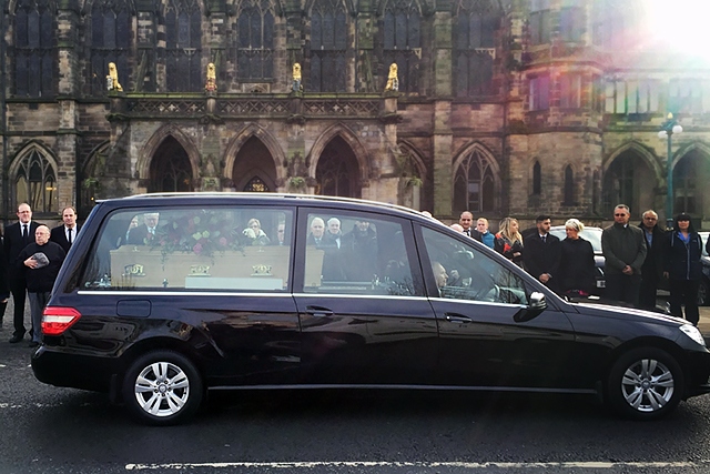 Norman Smith MBE funeral cortege at Rochdale Town Hall