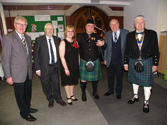 Donald Owen, John Paterson, Sheila Moore, Trevor Armistead (piper), Peter Shrigley, Ray Milligan