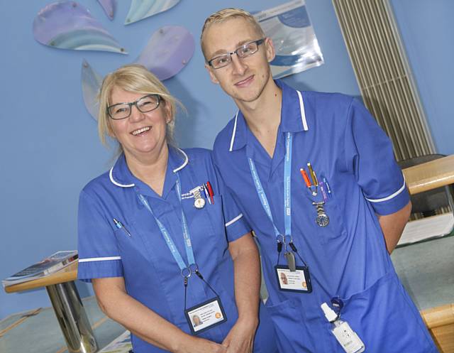 Anthony Turner with Carol Pilling, district nursing sister.