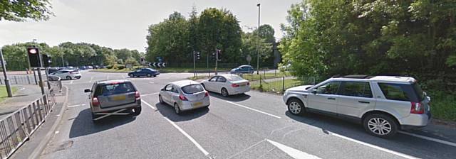 The roundabout seen from Bridge Hall Lane

