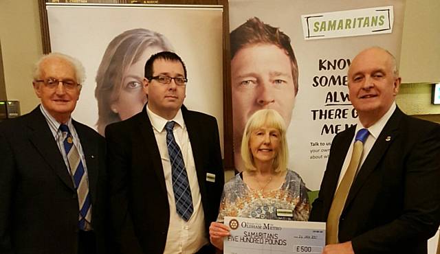 Oldham Metro Rotary Club donate £500 to Rochdale, Oldham and District Samaritans