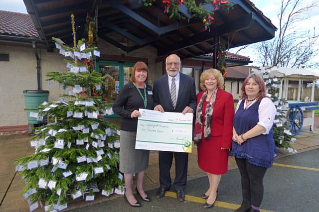 Springhill Hospice Director of Clinical Services, Sheila Johnson with former Mayor and Mayoress of Rochdale, Surinder and Cecile Biant, and Tracie Powers, Chairwoman of the Mayor’s Charity Committee
